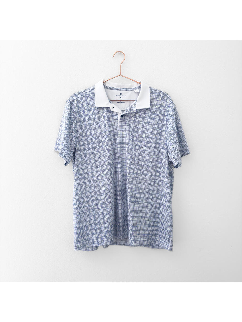 Society of Threads Blue Plaid Quick Dry Polo Shirt Size XL